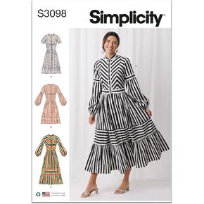 Simplicity SS3098H5 حزمة نمط خياطة فستان Misses' بأزرار أمامية، رمز التصميم S3098، الأحجام 6-8-10-12-14 in Kuwait