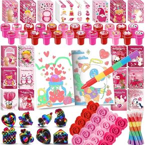 BenLouis Valentine's Day Gifts Set for Kids Hearts Coloring Book School Classroom Exchange Reward Prize Crafts Bulk for Students Valentine's Day Party Favors Goodie Bag Stuffers（192pcs） in Kuwait