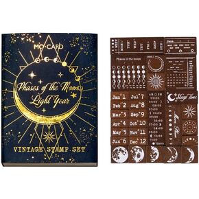 Alideco 29pcs Vintage Moon Phase Perpetual Calendar Month Day Stamp DIY Decorative Prints Stamps Set for Journaling Crafts Card Making Painting Teaching（yuexiangguangnian in Saudi Arabia