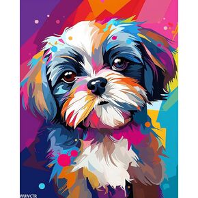 WUIVCTR Paint by Numbers Dog for Adults, Acrylic Oil Painting by Numbers Kits for Beginner with Brushes Paintwork Art Canvas for Home Decor 16x20in in Kuwait