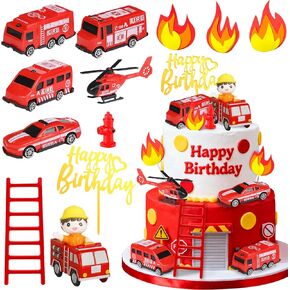 12Pcs Firetruck Cake Topper Firetruck Cake Decorations for Baby Shower Party Supplies in Saudi Arabia