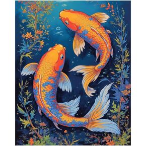 EnLvYY Dolphins in Coral Reef Paint by Numbers for Adults, 16x20 Inch DIY Acrylic Painting Kit for Beginners, Colorful Coral Reef Wall Art, Gift for Ocean Lovers, Unframed in Kuwait