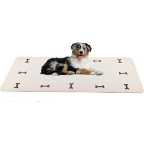 Dog Mat for Food and Water, Crate Pad, and Floor Protector - 55" x 28" Extra Large PVC Memory Foam Pad with Non-Slip Bottom - Stain, Scratch, and Water-Resistant Floor Mat by PETMAKER (Dog Bones) in Kuwait