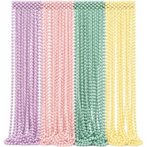 48 Pcs Pastel Bead Necklaces Easter Party Favors 4 Kinds Rainbow Macaron Mix Color Bead Necklaces Parade Throws Bulk for Birthday Bridal Shower Wedding Spring Easter Party Supplies Decor in Kuwait