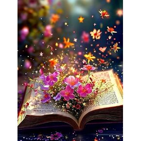 croshom Diamond Art Kits for Adults, Diamond Painting Kits for Adults, Flowers on Book Diamonds Art Painting Kit for Adult, 5D DIY Full Drills Craft for Gifts, Home Wall Decor 11.8" x 15.7" in Kuwait