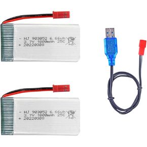 3.7V 1800mah Lipo Battery JST Plug 25C for RC Quadcopter Drone Battery 2 Pack with 3.7V Battery Charger in Kuwait