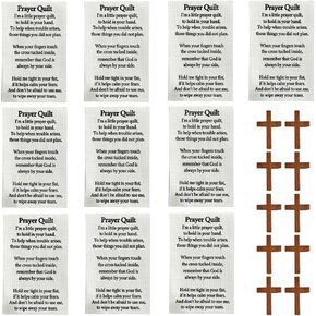 Prayer Quilt Sewing Patchwork - 10 Sets Pocket Prayer Quilt Panel Squares with Small Wooden Crosses, Christian Sewing Project in Kuwait