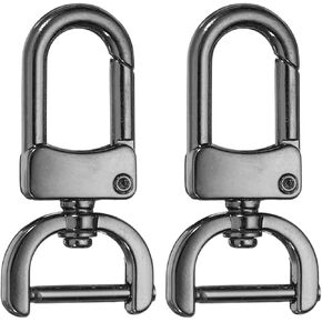 HARFINGTON 2 قطعة مشبك دوار بخطاف قابل للفصل 5/8 بوصة (16 مم) مشبك على شكل حرف D من سبائك الزنك على شكل حرف D مع شريط لولبي لسلسلة المفاتيح ومحفظة الأجهزة اليدوية، ذهبي in Kuwait