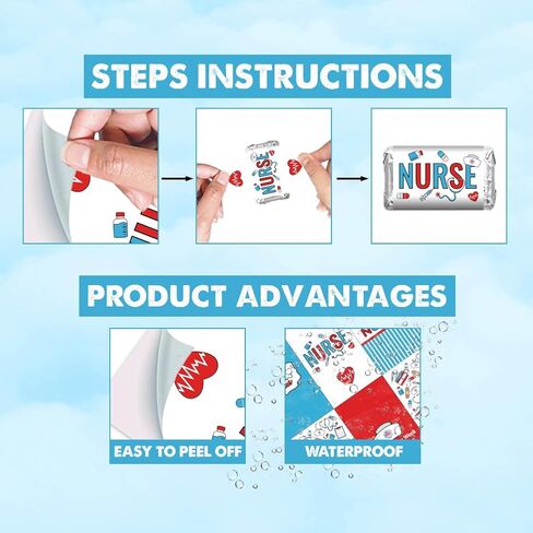 arricraft 120 Pcs Nurse Theme Candy Wrapping Paper, Nurse Hat Syringe Stethoscope Patterns Mini Candy Bar Wrapper Medical Tools Chocolates Bar Label Stickers for Nurse Graduation Party in Saudi Arabia