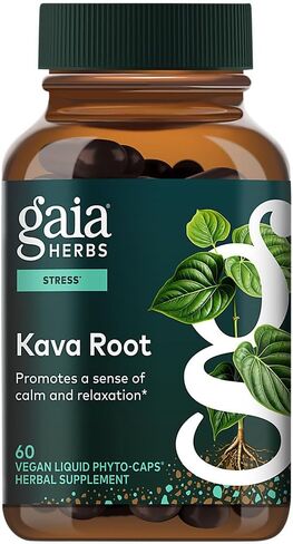 Gaia Herbs Kava Kava Root, Vegan Liquid Capsules, 60 Count - Supports Emotional Balance, Calm & Relaxation, Guaranteed Potency 75mg Active Kavalactones in Saudi Arabia