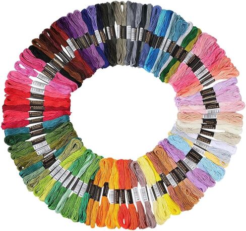875 Yards 100 Skeins Rainbow Color Embroidery Thread Colorful Friendship Bracelet String Polyester Needlepoint Cross Stitch Floss Yarn Threads Bulk Kit for Hand Sewing Bracelets Crafts DIY in Saudi Arabia