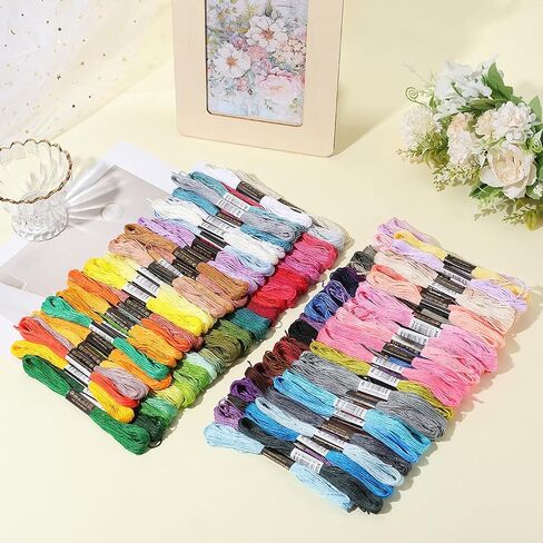 875 Yards 100 Skeins Rainbow Color Embroidery Thread Colorful Friendship Bracelet String Polyester Needlepoint Cross Stitch Floss Yarn Threads Bulk Kit for Hand Sewing Bracelets Crafts DIY in Saudi Arabia