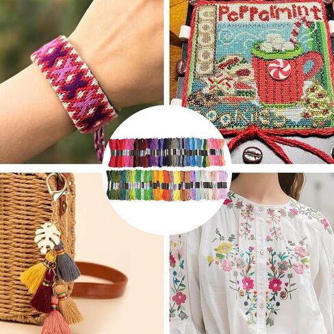 875 Yards 100 Skeins Rainbow Color Embroidery Thread Colorful Friendship Bracelet String Polyester Needlepoint Cross Stitch Floss Yarn Threads Bulk Kit for Hand Sewing Bracelets Crafts DIY in Saudi Arabia