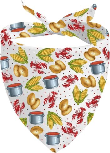 JXGZSO 1 Piece Crawfish Boil Triangle Dog Bandana Crawfish Festival Tie On Scarf Crawfish Lovers Gift (Crawfish Boil D) in Saudi Arabia