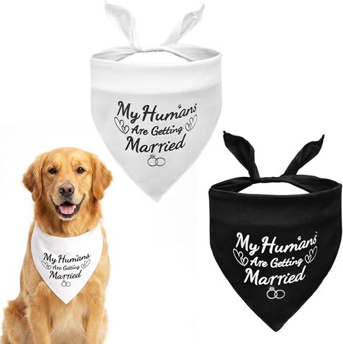 قطعتان من عصابات My Humans are Getting Married Bandanas، هدية خطوبة، لوازم حفلات خطوبة الكلاب، عصابات زفاف للكلاب، إكسسوارات وشاح للحيوانات الأليفة للكلاب والقطط الصغيرة المتوسطة in Kuwait
