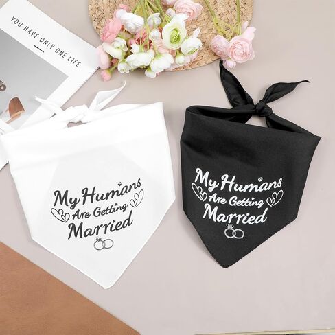 قطعتان من عصابات My Humans are Getting Married Bandanas، هدية خطوبة، لوازم حفلات خطوبة الكلاب، عصابات زفاف للكلاب، إكسسوارات وشاح للحيوانات الأليفة للكلاب والقطط الصغيرة المتوسطة in Kuwait