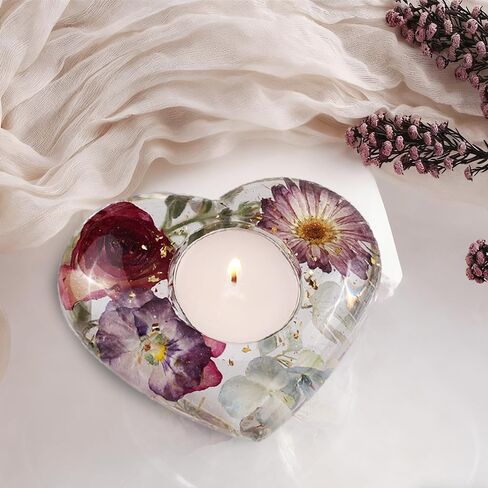 BIGEBO Tealight Candle Holder Resin Mold, 2 PCS Heart Shaped Candle Holders Epoxy Resin Mold for Trinket Candlestick Wedding Valentine's Day Home Decor in Saudi Arabia