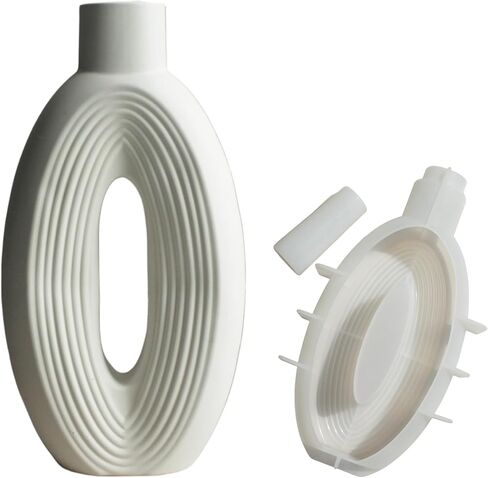 Silicone Vase Mold for Plaster, Cement, Resin – Modern Oval Ring Vase Mold (10.6 in / 27 cm) – Form Me™ in Saudi Arabia