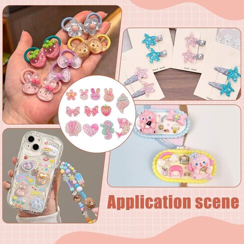 PH Pandahall 48 قطعة 12 نمط كبوشن راتنج لامع كبوشن راتنج مسطح الظهر مع Paillette قلب Bowknot أرنب Kawaii سباركلي كابوشون لصنع المجوهرات ديكور القصاصات، 15 ~ 36 مم/0.6 ~ 1.4 بوصة in Saudi Arabia