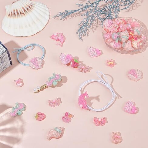 PH Pandahall 48 قطعة 12 نمط كبوشن راتنج لامع كبوشن راتنج مسطح الظهر مع Paillette قلب Bowknot أرنب Kawaii سباركلي كابوشون لصنع المجوهرات ديكور القصاصات، 15 ~ 36 مم/0.6 ~ 1.4 بوصة in Saudi Arabia