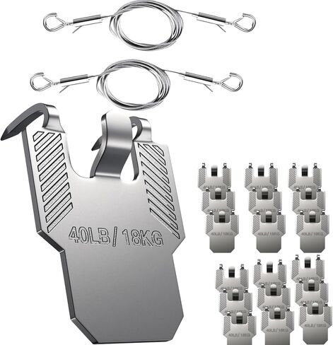 TOP-Notch Claws 20 حزمة من شماعات الصور شديدة التحمل (40 رطلاً) + 2 سلك فولاذي قابل للتعديل - مجموعة أدوات تعليق على الحائط خالية من الأدوات وخالية من التلف لسهولة الديكور! in Saudi Arabia