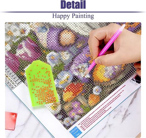 Bzconxin Gnome Diamond Art Kits for Adults, Flowers Diamond Painting Kits for Beginners Round Full Drills,Diamond Dots Gem Art for Home Wall Decor 13.8x13.8 Inch in Saudi Arabia