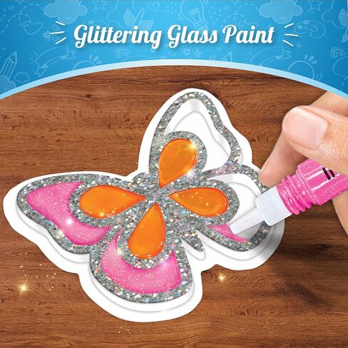 ملصقات الجيلي من Imagimake DIY – الزهور والفراشات | مجموعة ملصقات جل ثلاثية الأبعاد للأطفال | تزيين النوافذ والزجاجات والأكواب | دهانات الزجاج غير السامة | العمر 3+ in Kuwait
