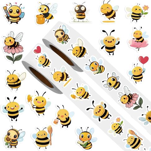 1000 قطعة من ملصقات النحل، 20 نمطًا من ملصقات الأختام المغلف ملصقات الحيوانات للأطفال ملصقات النحل (لفتان من الملصقات 500 قطعة لكل واحدة) in Kuwait
