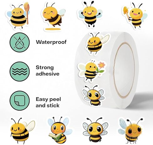 1000 قطعة من ملصقات النحل، 20 نمطًا من ملصقات الأختام المغلف ملصقات الحيوانات للأطفال ملصقات النحل (لفتان من الملصقات 500 قطعة لكل واحدة) in Kuwait