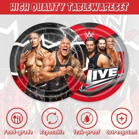 40Pcs Wrestling Birthday Party Supplies Plates Napkins Tableware Dinnerware for Kids Boys Girls Birthday Baby Shower in Saudi Arabia