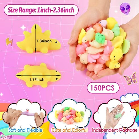 GOLDGE 150pcs Mini Mochi Squishy Toys: Random Party Favors for Kids 4-12, Sensory Fidget Toys for Goodie Bags, Piñata Stuffers, Classroom Prizes, Treasure Box, Easter Egg Fillers, Stress Relief Gifts in Kuwait