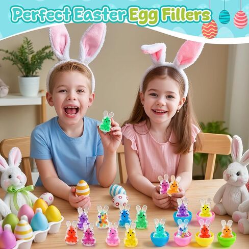 Easter Egg Fillers, Easter Basket Stuffers for Toddler, Easter Basket Essentials Bunny, Easter Squishies Bunny Stress Relief Fidget Toys Balls Party Favor, Easter Gifts for Kids, Easter Egg Stuffers in Saudi Arabia