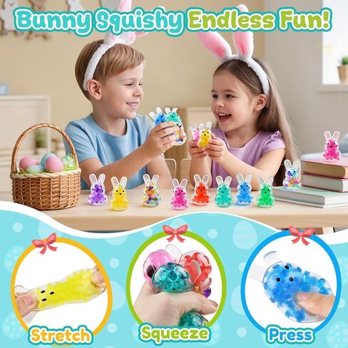 Easter Egg Fillers, Easter Basket Stuffers for Toddler, Easter Basket Essentials Bunny, Easter Squishies Bunny Stress Relief Fidget Toys Balls Party Favor, Easter Gifts for Kids, Easter Egg Stuffers in Saudi Arabia