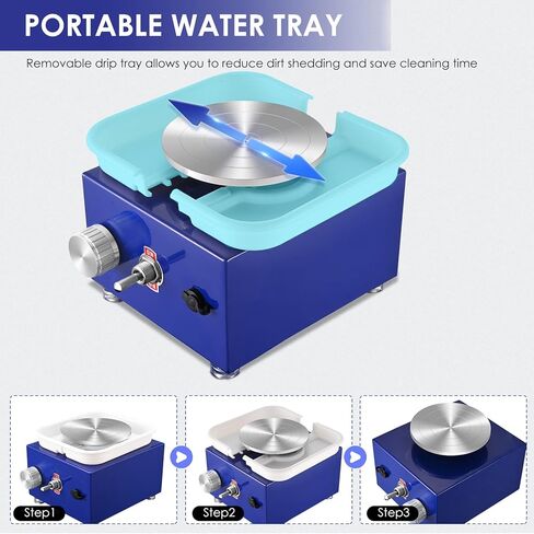 NantFun Mini Pottery Wheel Machine, 6.5cm 10cm Double Turntables Detachable Basin Forming Machine Adjustable Speed Electric Ceramic Wheel with Clay Tools for Kids Adults Beginners in Saudi Arabia