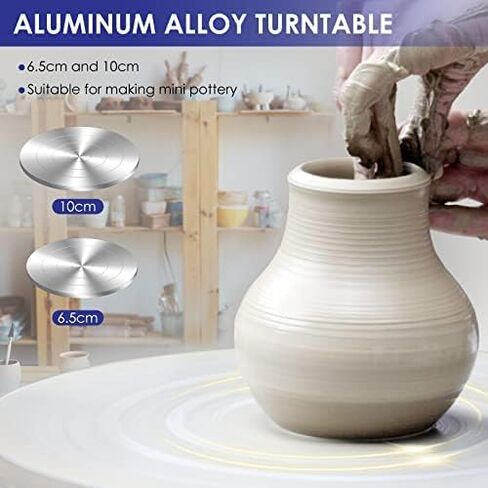 NantFun Mini Pottery Wheel Machine, 6.5cm 10cm Double Turntables Detachable Basin Forming Machine Adjustable Speed Electric Ceramic Wheel with Clay Tools for Kids Adults Beginners in Saudi Arabia