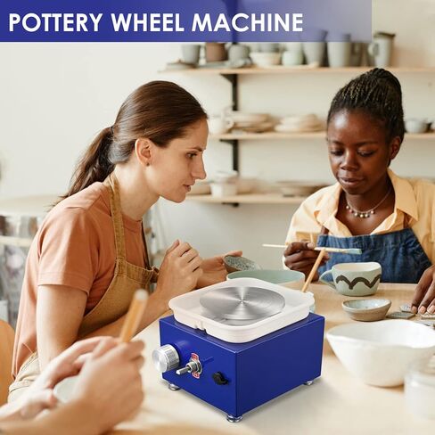 NantFun Mini Pottery Wheel Machine, 6.5cm 10cm Double Turntables Detachable Basin Forming Machine Adjustable Speed Electric Ceramic Wheel with Clay Tools for Kids Adults Beginners in Saudi Arabia