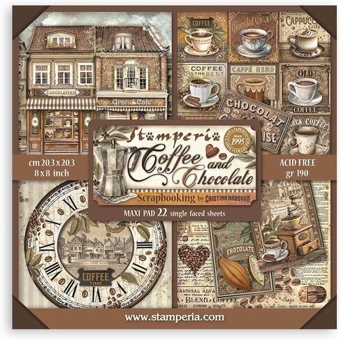 Scrapbooking Small Pad 10 Sheets cm 20.3 x 20.3 cm (8 x 8 Inches) - Coffee and Chocolate in Saudi Arabia