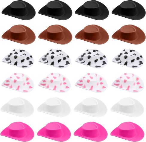 24 Pcs Plastic Mini Cowboy Hats Western Cowboy Cowgirl Hats Cute Miniature Mini Cowboy Hats for Party Crafts Doll Dress Up Play Dessert House Games Gifts Decoration in Saudi Arabia