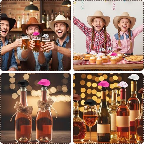 24 Pcs Plastic Mini Cowboy Hats Western Cowboy Cowgirl Hats Cute Miniature Mini Cowboy Hats for Party Crafts Doll Dress Up Play Dessert House Games Gifts Decoration in Saudi Arabia