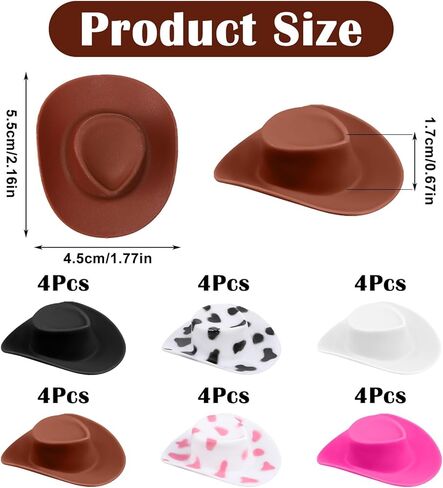 24 Pcs Plastic Mini Cowboy Hats Western Cowboy Cowgirl Hats Cute Miniature Mini Cowboy Hats for Party Crafts Doll Dress Up Play Dessert House Games Gifts Decoration in Saudi Arabia