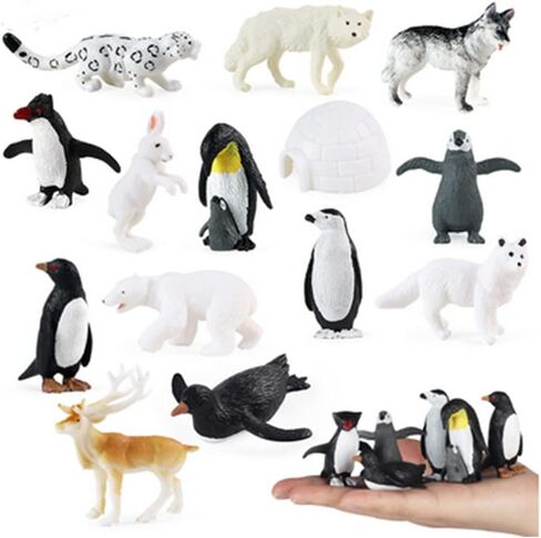 14PCS Realistic Polar Animals Figurines - Mini Arctic Animals Toys Set - 1-2 Inch Plastic Tundra Deer & Bear Fox Kids Diorama Birthday Gift in Saudi Arabia
