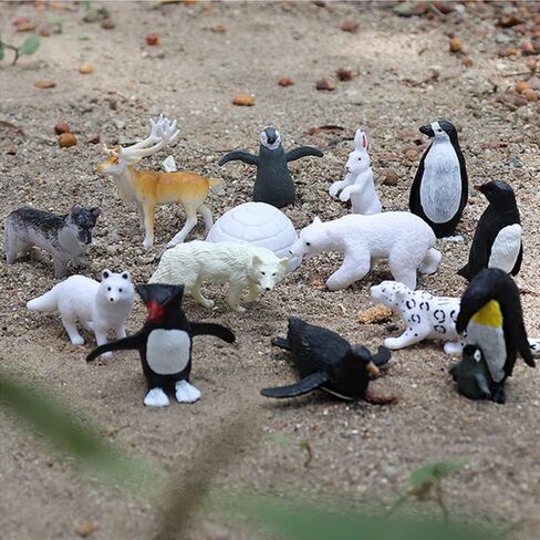 14PCS Realistic Polar Animals Figurines - Mini Arctic Animals Toys Set - 1-2 Inch Plastic Tundra Deer & Bear Fox Kids Diorama Birthday Gift in Saudi Arabia