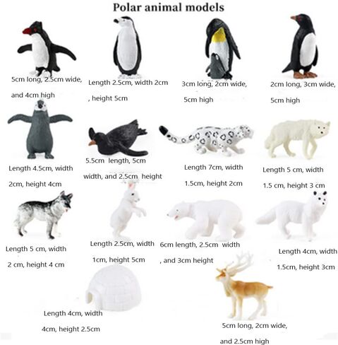 14PCS Realistic Polar Animals Figurines - Mini Arctic Animals Toys Set - 1-2 Inch Plastic Tundra Deer & Bear Fox Kids Diorama Birthday Gift in Saudi Arabia