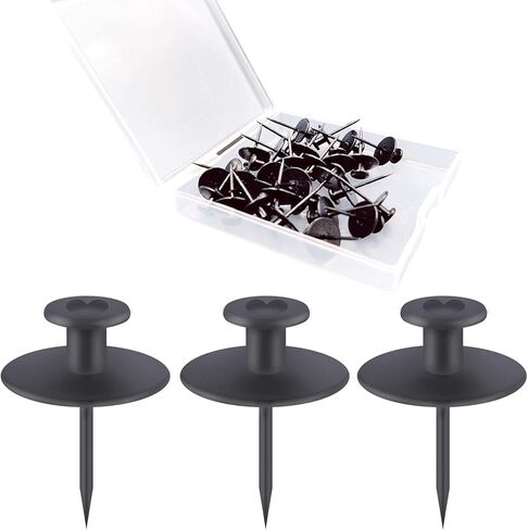 30 PCS Push Pins Picture Hangers Wall Hooks, Double Headed Thumb Tacks for Wall Hangings, Renter Friendly Decor Small Picture Frame Hangers for Drywall Cork Board Home Office Photo Decorations(Black) in Saudi Arabia