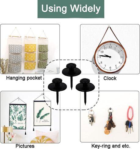 30 PCS Push Pins Picture Hangers Wall Hooks, Double Headed Thumb Tacks for Wall Hangings, Renter Friendly Decor Small Picture Frame Hangers for Drywall Cork Board Home Office Photo Decorations(Black) in Saudi Arabia