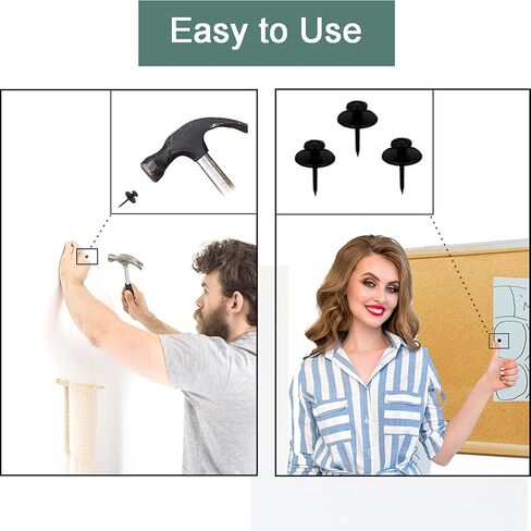 30 PCS Push Pins Picture Hangers Wall Hooks, Double Headed Thumb Tacks for Wall Hangings, Renter Friendly Decor Small Picture Frame Hangers for Drywall Cork Board Home Office Photo Decorations(Black) in Saudi Arabia