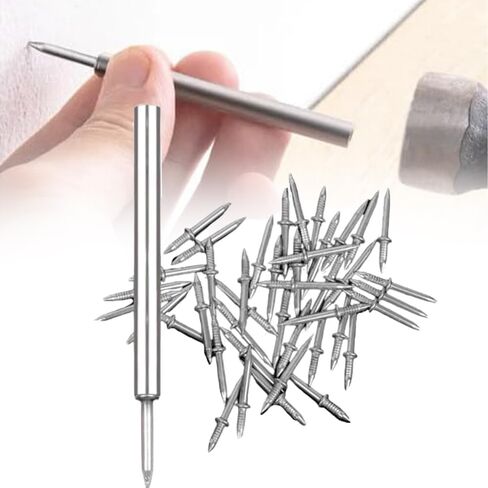 100 PCS Double-Headed Skirting Nails - Invisible Solid Wood Baseboard Fasteners with Sleeve Tool in Saudi Arabia
