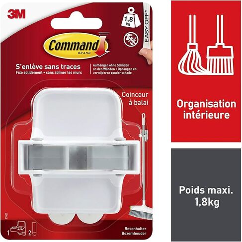 Command 17007 Broom Holder Holds up to 1.8 kg Load, 1 Hook and 2 Strips in Saudi Arabia