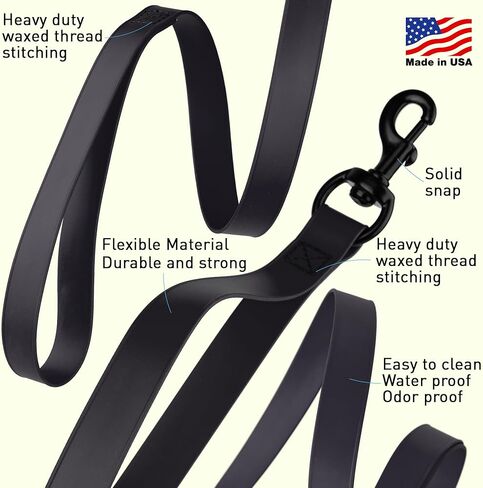 Dogline Biothane Waterproof Multi Handle Dog Leash with Black Hardware - Odor-Proof, Easy to Clean Traffic Control Lead - for Medium or Large Dogs, L 4 ft - W 3/4 in, Black in Saudi Arabia