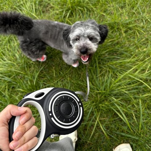 Retractable Dog Leash for Medium & Large Dogs up to 80 lbs, One-Handed Brake, 180kg Strong Nylon Tape, Tangle Free, Anti-Slip Handle (M & L Size) (Black Grey, L-5M) in Saudi Arabia